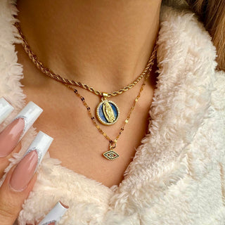 Blue Virgin Mary Necklace