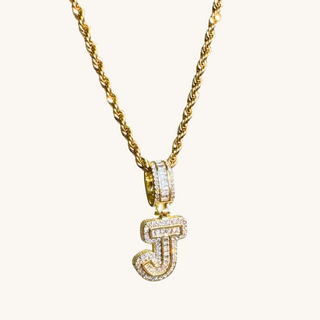 Gold Diamond Initial Rope Necklace