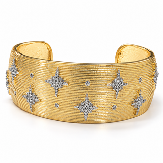 Gold Celestial Crystal Starburst Cuff Bracelet