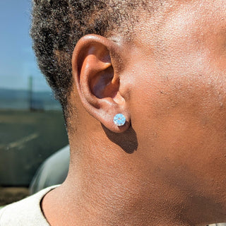 Men's Silver Classic Diamond Stud Earrings