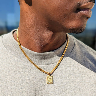 Men's Cuban Chain Initial Necklace