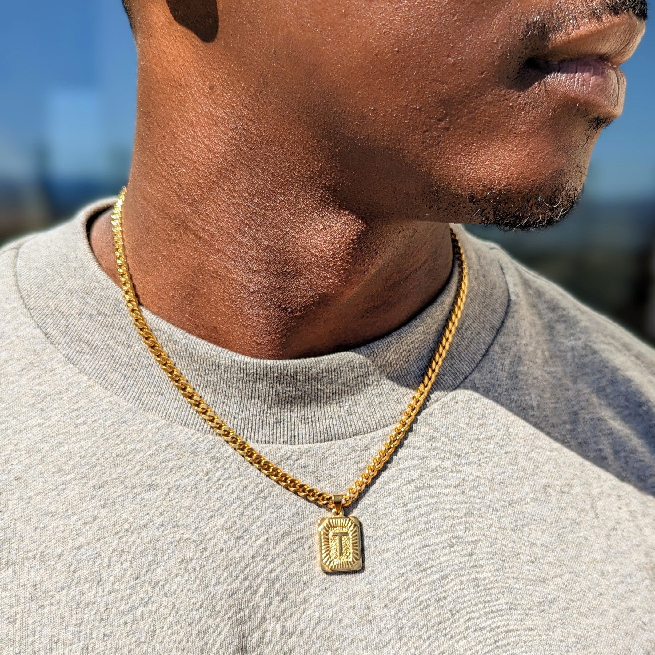 Men's Cuban Chain Initial Necklace | Gogo Lush