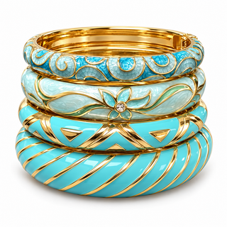 Thalassa Aqua & Mint Enamel Bangle Set