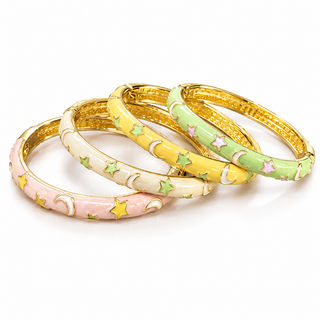 Kids' Celestial Moon & Star Pastel Enamel Bangle