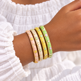 Kids' Celestial Moon & Star Pastel Enamel Bangle