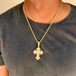 Men's Gold Iced-Out Cross Necklace