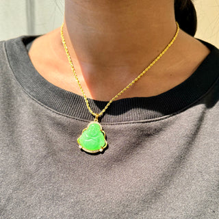 Green Jade CZ Diamond Buddha Necklace