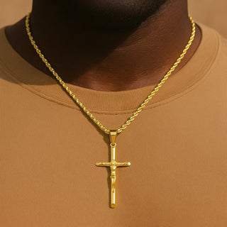 Men's Gold Crucifix Necklace