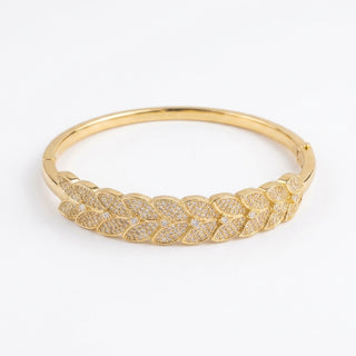 Gold Leaf Pavé Hinged Bangle