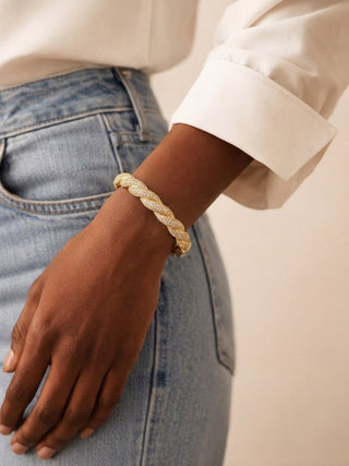 Gold Twisted Pavé Rope Bangle