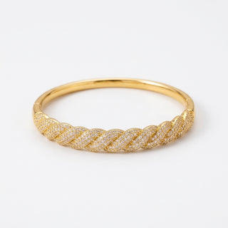 Gold Twisted Pavé Rope Bangle