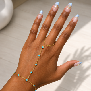 Bezel Turquoise Hand Chain