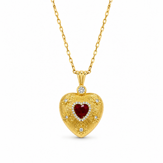 Ruby Heart Ornate Necklace