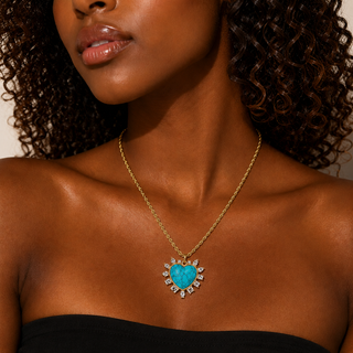Genuine Turquoise Statement Heart Necklace