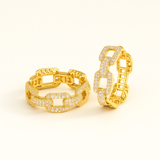 Gold Crystal Link Hoops