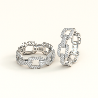 Silver Crystal Link Hoops