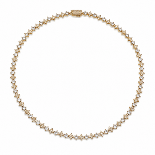 Gold Diamond Geometric Tennis Necklace