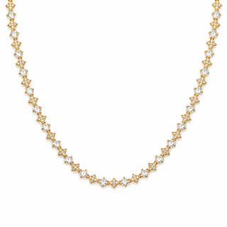 Gold Diamond Geometric Tennis Necklace