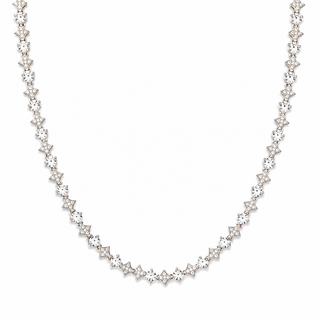 Silver Diamond Geometric Tennis Necklace