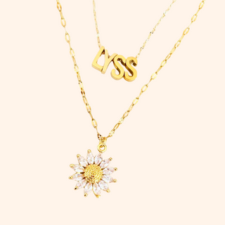 Sunflower Name Necklace Set