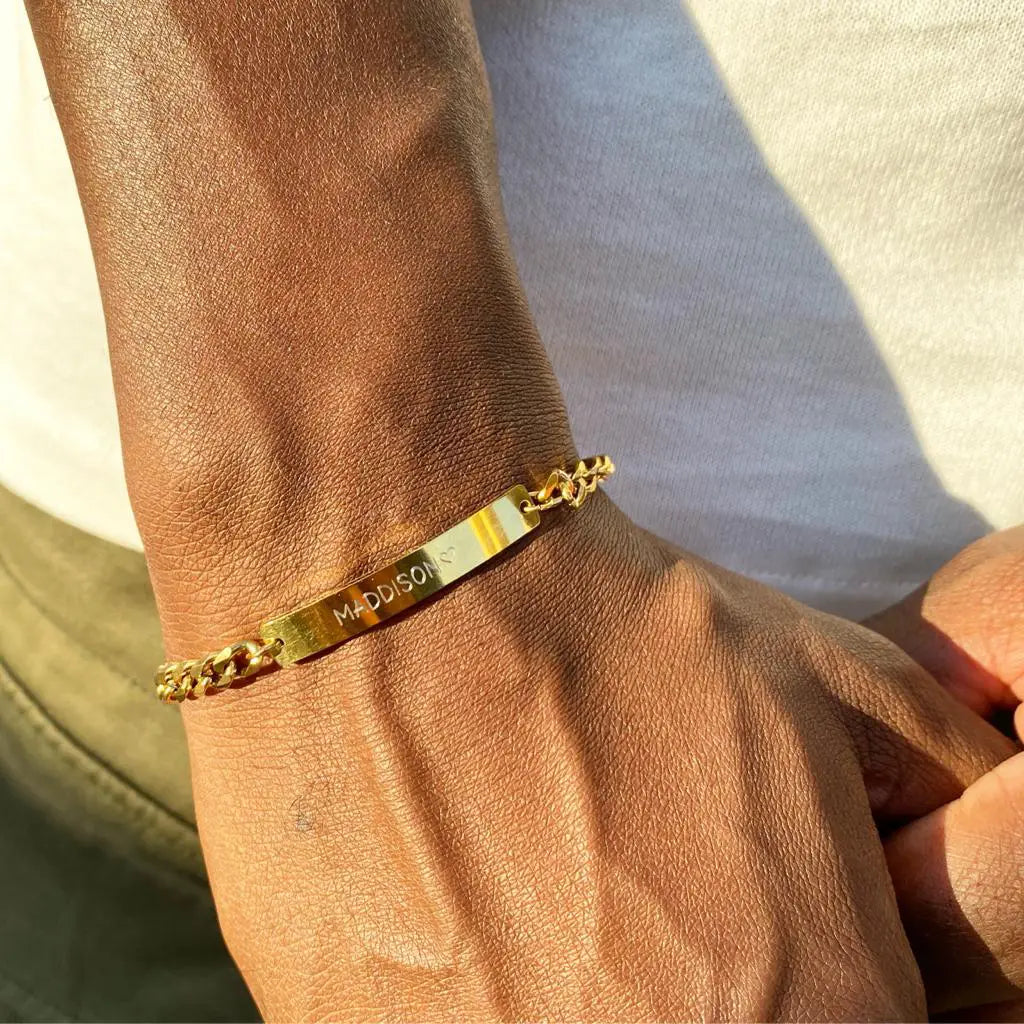 Gold And Silver Plated Geometric Design Mens Bracelet