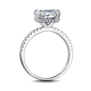 Silver Radiant Rectangle Cut Diamond Ring