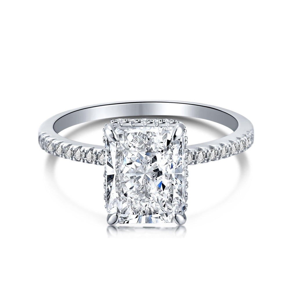 Silver Radiant Rectangle Cut Diamond Ring - Main Image