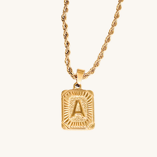 Women's Rope Chain Vintage Initial Necklace