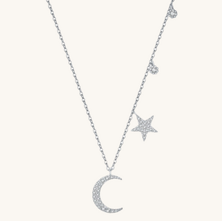 Silver Star Moon Necklace
