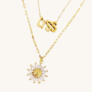 Sunflower Name Necklace Set