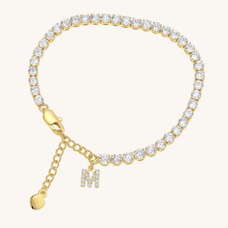 Gold Initial Tennis Anklet