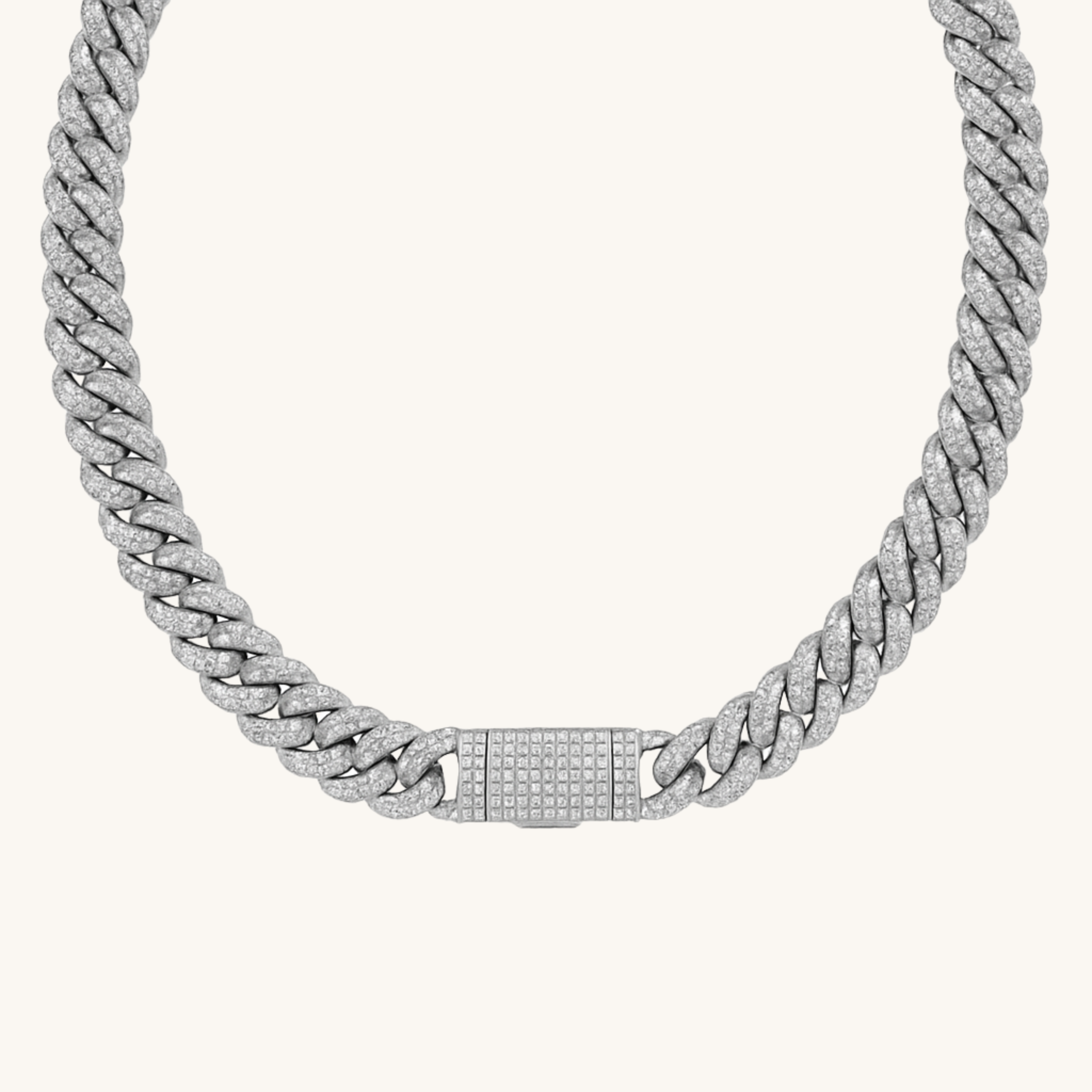 Men's Silver Diamond Cuban Chain Necklace Gogo Lush