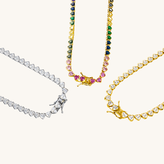 Gold Heart Tennis Necklace