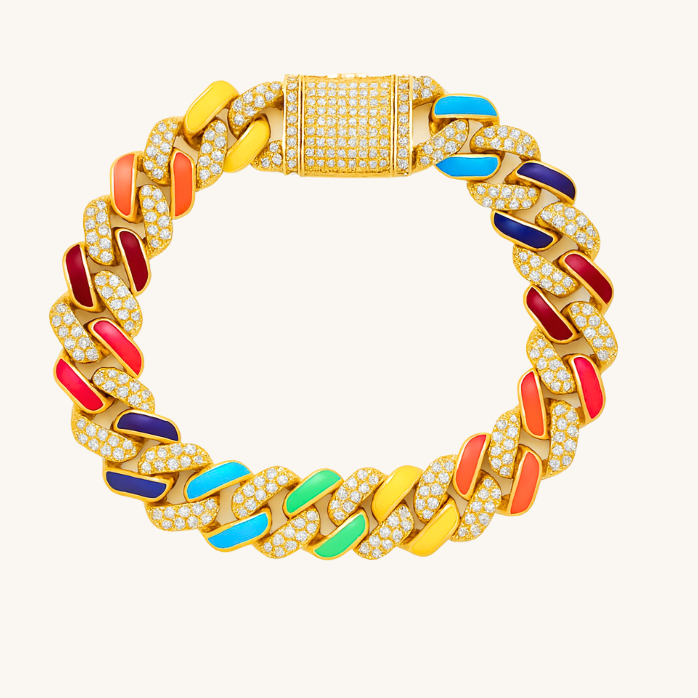 Chunky Enamel Cuban Link Bracelet For Men & Women - Lightweight Alloy Hip Hop Streetwear Jewelry