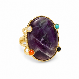 Natural Amethyst Statement Ring