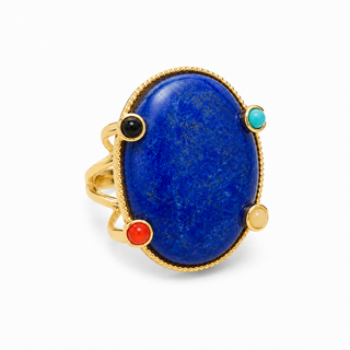 Natural Blue Lapis Statement Ring