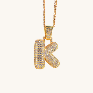 Gold Bubble Initial Necklace