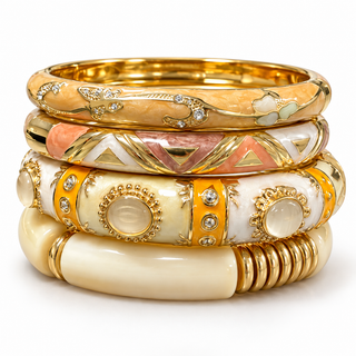 Solis Citrus Floral & Cabochon Bangle Set V2