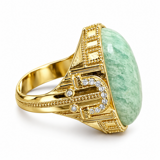 Gold Amazonite Oval Cocktail Ring
