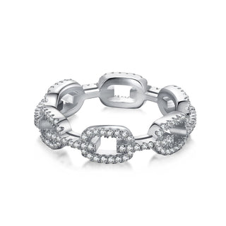 Silver Link Design Diamond Ring