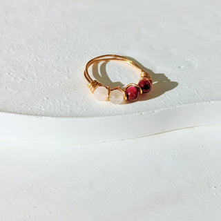 Handmade Hot Pink Tiger's Eye and Rose Quartz Moving Ring