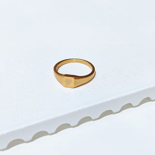 Matte Gold Initial Signet Ring