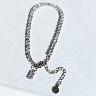 Silver Initial Tennis Anklet