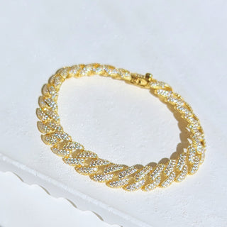 Gold Diamond Pave Cuban Link Bracelet