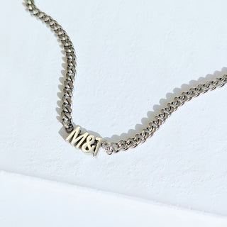 Silver Statement Chain Letter Necklace