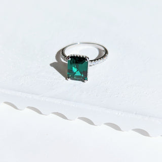 Emerald Radiant Rectangle Cut Diamond Ring