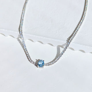 Sterling Silver Blue Drop Tennis Necklace