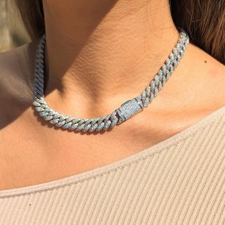Silver Diamond Cuban Link Necklace