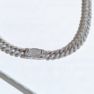 Silver Diamond Cuban Link Necklace