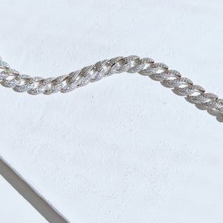 925 Sterling Silver Diamond Pave Cuban Link Bracelet
